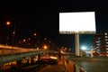 Blank billboard near express way at night for advertisement Royalty Free Stock Photo