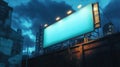 Blank Billboard At Night In City Royalty Free Stock Photo