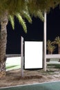Blank billboard outdoors, outdoor advertising, public information place holder board advertising stand at the seaside