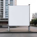 Blank billboard in public space with white copy space