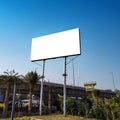 Blank billboard at roadside good viewership against clear sky