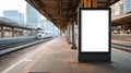 Blank digital billboard mockup in train station platform. Modern design. Empty space for advertisement. Royalty Free Stock Photo