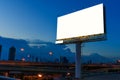 Blank billboard at twilight time for advertisement. Royalty Free Stock Photo