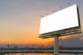 Blank billboard at twilight time ready for new advertisement Royalty Free Stock Photo