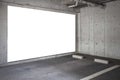 Blank billboard on the wall of the basement car park Royalty Free Stock Photo