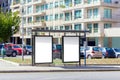 Blank billboards at a bus stop - outdoor advertising Royalty Free Stock Photo