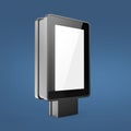 Blank black advertising city format LCD screen billboard isolated on blue background render Royalty Free Stock Photo
