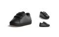 Blank black baby shoes mock up, different views Royalty Free Stock Photo