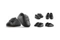 Blank black baby shoes pair mock up, different views