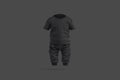 Blank black baby suit with t-shirt, pants mockup, dark background