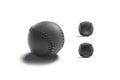 Blank black baseball ball seam mockup, different views