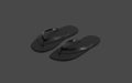 Blank black beach slippers mockup, dark background