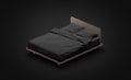 Blank black bed mock up, side view isolated in darkness
