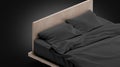 Blank black bed with pillows mock ups, isolated