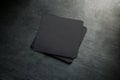 Blank black beer coaster stack mock up, top view Royalty Free Stock Photo