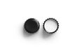 Blank black beer lid mockup, top view, front and back side Royalty Free Stock Photo