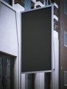 Blank black billboard on the urban street . 3d rendering Royalty Free Stock Photo