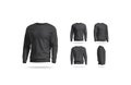 Blank black casual sweatshirt mock up, different views
