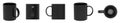 Blank black ceramic mug cup 5 view Royalty Free Stock Photo