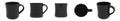 Blank black ceramic mug cup 5 view on white background Royalty Free Stock Photo