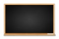 Blank black chalkboard background and wooden frame, rubbed out dirty chalkboard, vector illustration Royalty Free Stock Photo