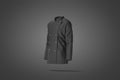 Blank black chef jacket with buttons mockup, dark background