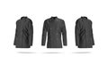 Blank black chef jacket with buttons mockup, front and side