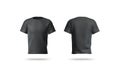 Blank black clean t-shirt mockup, isolated, front and back view,