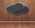 Blank black cloud shape with wooden wall and floor Royalty Free Stock Photo