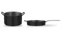 Blank Black cooking pot mockup isolated on white background. 3d rendering.