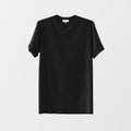 Blank Black Cotton Tshirt Isolated Center White Empty Background.Mockup Highly Detailed Texture Materials.Clear Label