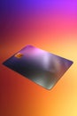 Blank black credit card with microchip on orange, copy space, created using generative ai technology