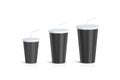 Blank black disposable cup straw mock up set isolated,