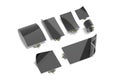 Blank black flexible folded rectangular display mockup, different size