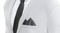 Blank black folded pocket square classic suit mockup, side view