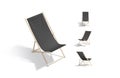 Blank black folding beach chair mockup, different views