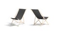 Blank black folding beach chair mockup, side and back view