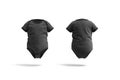 Blank black half sleeve baby bodysuit mockup, front and back Royalty Free Stock Photo