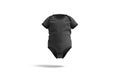 Blank black half sleeve baby bodysuit mockup, front view Royalty Free Stock Photo