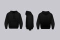 Blank black hoodie template. Long sleeve sweatshirts template with clipping path, gosh for printing Royalty Free Stock Photo