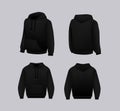 Blank black hoodie template. Long sleeve sweatshirts template with clipping path, gosh for printing Royalty Free Stock Photo