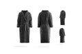 Blank black hotel bathrobe mock up, different views