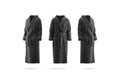 Blank black hotel bathrobe mock up, front and side view