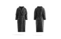 Blank black hotel bathrobe mockup, front and back view