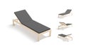 Blank black hotel lounger mockup, different views
