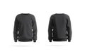 Blank black knitted sweater mockup, front and back view