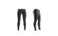 Blank black leggings mockup, front and side view, isolated.