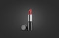 Blank black lipstick tube mockup, isolated on dark