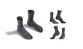 Blank black long socks pair mockup stand, different views