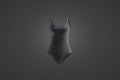 Blank black one-piece swimsuit mockup, dark background